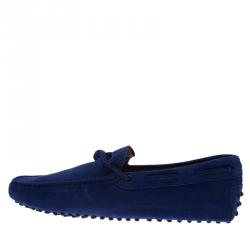 Pre Owned Tod's Blue Suede Bow Loafers Size 43