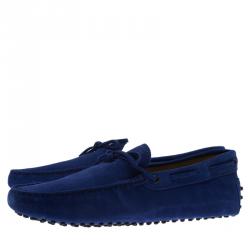 Pre Owned Tod's Blue Suede Bow Loafers Size 43