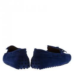 Pre Owned Tod's Blue Suede Bow Loafers Size 43