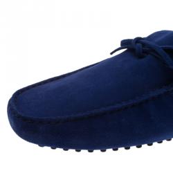 Pre Owned Tod's Blue Suede Bow Loafers Size 43
