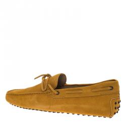 Pre Owned Tod's Yellow Suede Bow Loafers Size 42.5