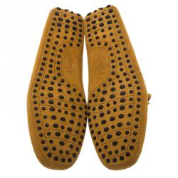 Pre Owned Tod's Yellow Suede Bow Loafers Size 42.5
