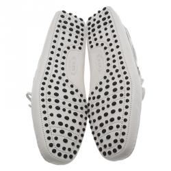 Pre Owned Tod's White Leather Bow Loafers Size 43.5