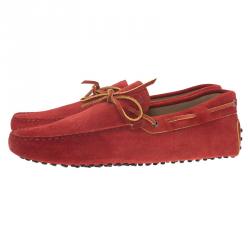 Pre Owned Tod's Red Suede Bow Loafers Size 43