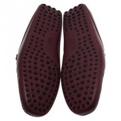 Pre Owned Tod's Burgundy Leather Moccasin Sabot Size 41