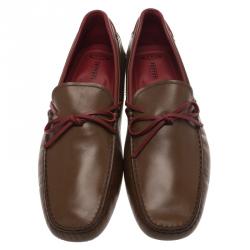 Pre Owned Tod's Brown Leather Bow Loafers Size  43