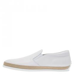 Pre Owned حذاء رياضي تودز إسبادريل جلد أبيض مقاس 42.5