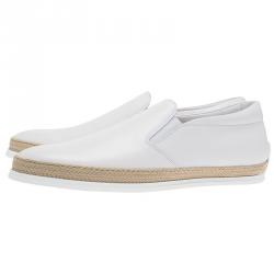 Pre Owned حذاء رياضي تودز إسبادريل جلد أبيض مقاس 42.5