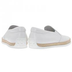 Pre Owned حذاء رياضي تودز إسبادريل جلد أبيض مقاس 42.5