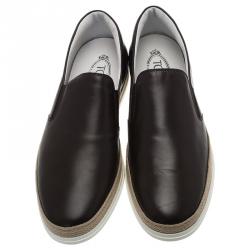 Pre Owned Tod's Brown Leather Espadrille Sneakers Size 44