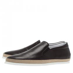 Pre Owned Tod's Brown Leather Espadrille Sneakers Size 44