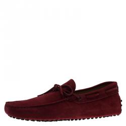 Tod's Burgundy Suede Bow Loafers Size 42.5