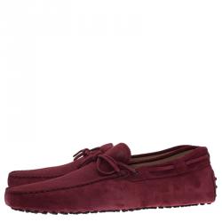 Pre Owned Tod's Burgundy Suede Bow Loafers Size 45