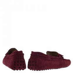 Pre Owned Tod's Burgundy Suede Bow Loafers Size 45