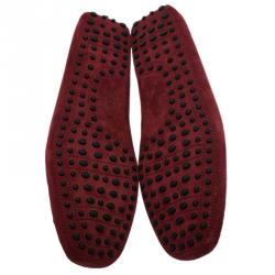 Pre Owned Tod's Burgundy Suede Bow Loafers Size 44.5