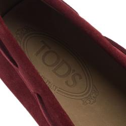 Pre Owned Tod's Burgundy Suede Bow Loafers Size 44.5