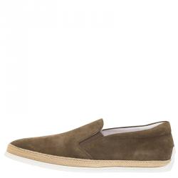 Pre Owned Tod's Grey Suede Espadrille Sneakers Size 45