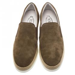 Pre Owned Tod's Grey Suede Espadrille Sneakers Size 45