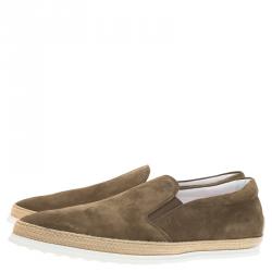 Pre Owned Tod's Grey Suede Espadrille Sneakers Size 45