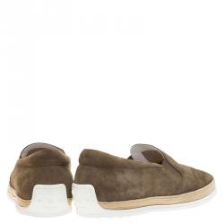 Pre Owned Tod's Grey Suede Espadrille Sneakers Size 45
