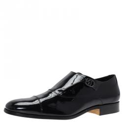 Tod's Black Patent Monk Strap Shoes Size 44