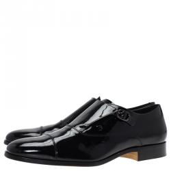 Tod's Black Patent Monk Strap Shoes Size 44