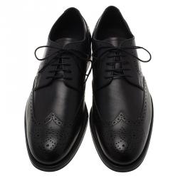 مملوكة مسبقًا Tod's Black Brogue Leather Lace Up Oxfords Size 45