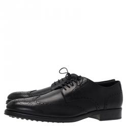مملوكة مسبقًا Tod's Black Brogue Leather Lace Up Oxfords Size 45