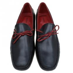 Pre Owned حذاء لوفرز تودز فور فيراري فيونكة جلد أحمر وأسود مقاس 43