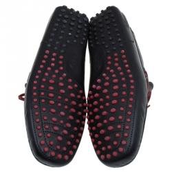 Pre Owned حذاء لوفرز تودز فور فيراري فيونكة جلد أحمر وأسود مقاس 43