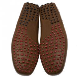 Pre Owned Tod's For Ferrari Brown Leather Bow Loafers Size 42.5