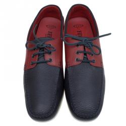 Pre Owned Tod's for Ferrari Two Tone Leather Boat Shoes Size 45.5