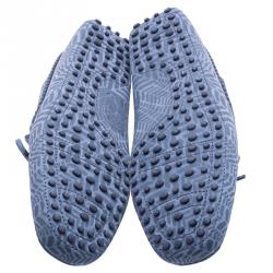 Pre Owned حذاء لوفرز تودز جلد رصاصي مطبوع بفيونكة مقاس 43