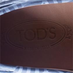 Pre Owned حذاء لوفرز تودز جلد رصاصي مطبوع بفيونكة مقاس 43