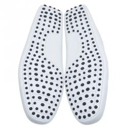 مملوكة مسبقًا Tod's White Leather Horsebit Buckle Loafers Size 46.5