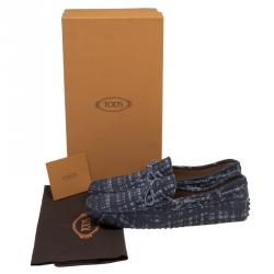 Pre Owned Tod's Grey Printed Suede Bow Loafers Size 43