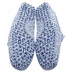 Pre Owned حذاء لوفرز تودز بفيونكة جلد نقش أبيض وأزرق مقاس 43