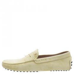 Pre Owned Tod's Yellow Suede Penny Loafers Size 44