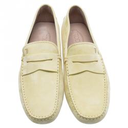 Pre Owned Tod's Yellow Suede Penny Loafers Size 44
