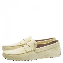 Pre Owned Tod's Yellow Suede Penny Loafers Size 44