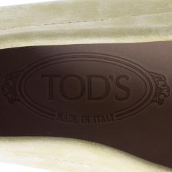 Pre Owned Tod's Yellow Suede Penny Loafers Size 44