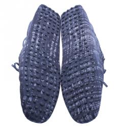 Pre Owned Tod's Grey Printed Suede Bow Loafers Size 44