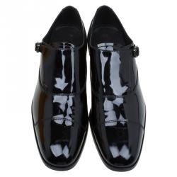 Tod's Black Patent Monk Strap Shoes Size 42