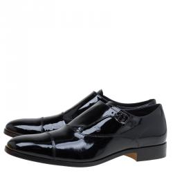 Tod's Black Patent Monk Strap Shoes Size 42