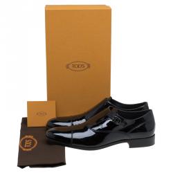 Tod's Black Patent Monk Strap Shoes Size 42