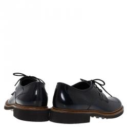 Pre Owned Tod's Denim Blue Leather Oxfords Size 41