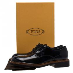 Pre Owned Tod's Denim Blue Leather Oxfords Size 41