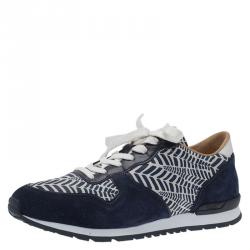 Tod's Two Tone Printed Leather and Suede Sneakers Size 42.5