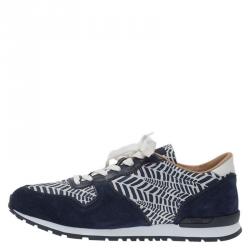 Tod's Two Tone Printed Leather and Suede Sneakers Size 42.5