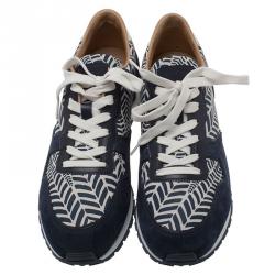 Tod's Two Tone Printed Leather and Suede Sneakers Size 42.5